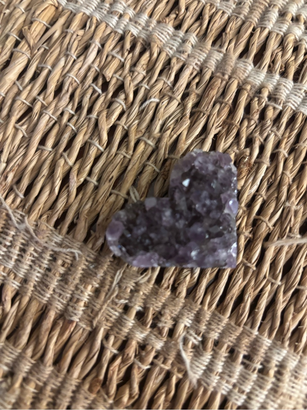 Heart-Shaped Amethyst Crystal Brooch - Purple Sparkle